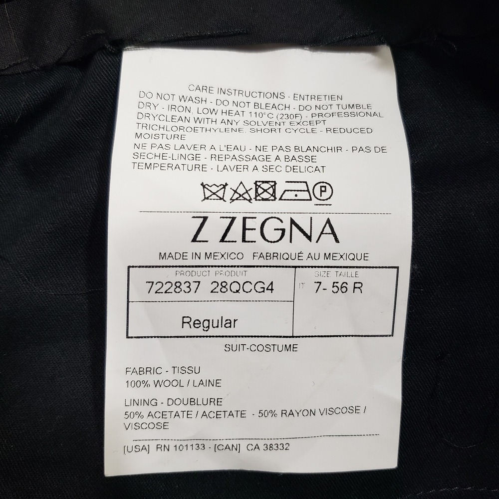 Z Zegna Suit Trousers Men 56R (38W) Gray Wool Micro-Check Flat Front Dress Pants - Picture 12 of 13